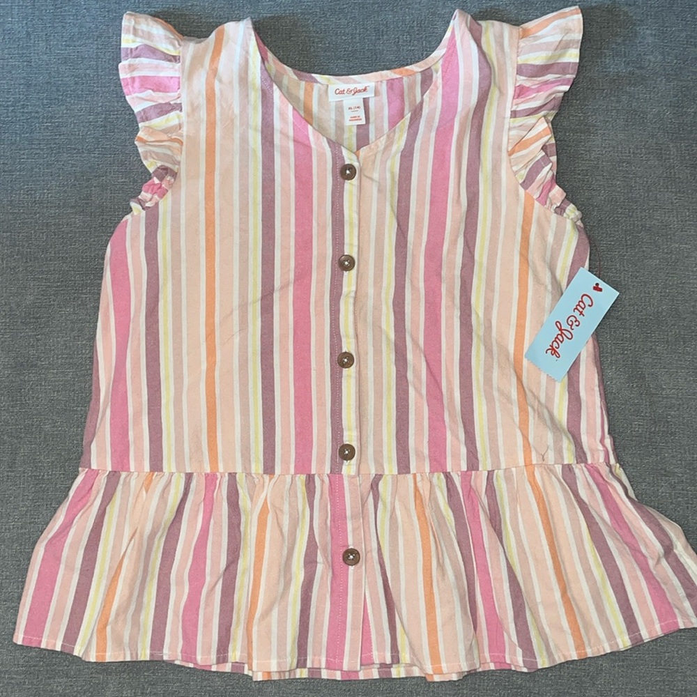 Cat & Jack Button Front Sleeveless Woven Shirt - Picture 4 of 6
